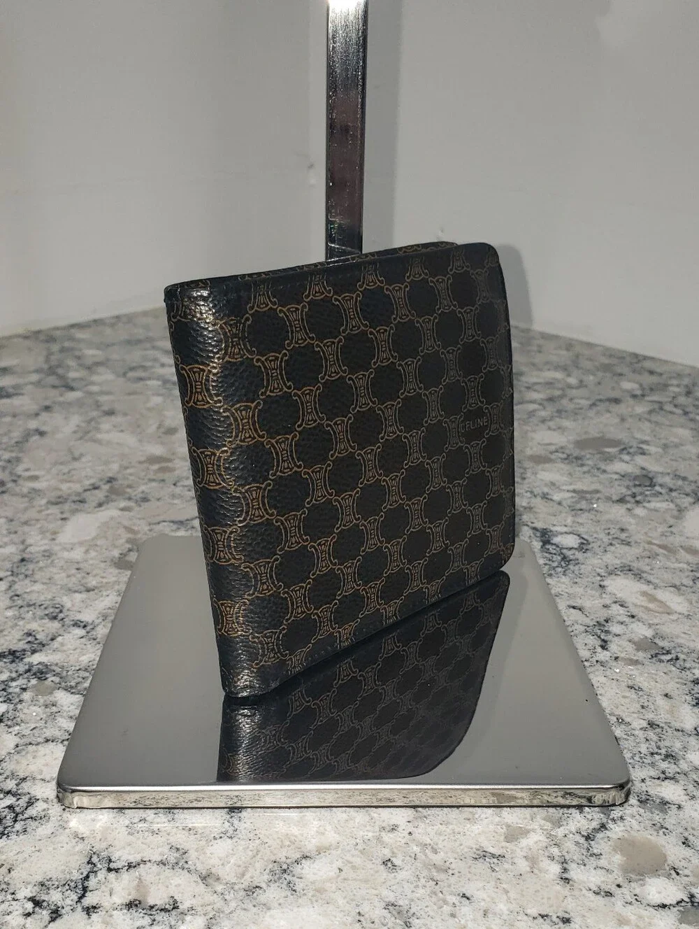 Celine Triomphe Canvas Bifold Wallet With Coin Pocket